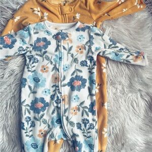 Carter's Floral and Mustard Kids Footie Set